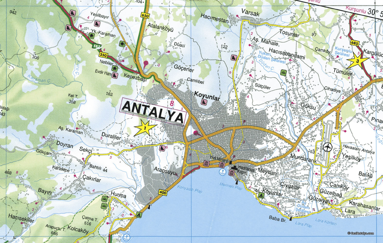 Antalya Detaylı Harita 